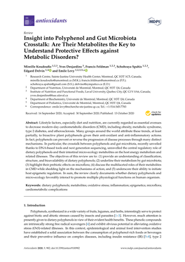 Insight Into Polyphenol and Gut Microbiota Crosstalk: Are Their Metabolites the Key to Understand Protective Eﬀects Against Metabolic Disorders?