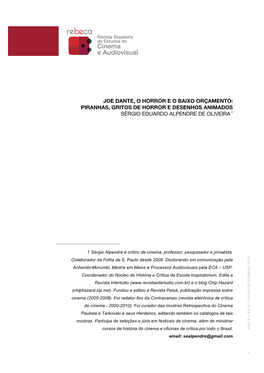 Joe Dante, O Horror E O Baixo Orçamento: Piranhas, Gritos De Horror E Desenhos Animados Sérgio Eduardo Alpendre De Oliveira 1