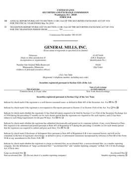 GENERAL MILLS, INC. (Exact Name of Registrant As Specified in Its Charter)