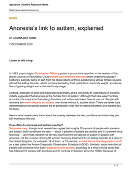 Anorexia's Link to Autism, Explained