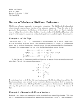 Review of Maximum Likelihood Estimators