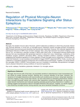 Regulation of Physical Microglia–Neuron Interactions by Fractalkine Signaling After Status Epilepticus