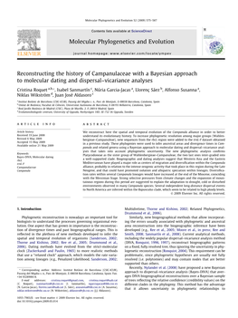 Reconstructing the History of Campanulaceae.Pdf