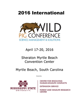 2016 International Wild Pig Symposium Agenda/Program