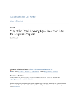 Reviving Equal Protection Rites for Religious Drug Use David Garrett