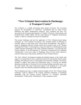 “New Urbanist Intervention in Onehunga: a Transport Centre”