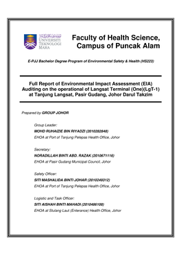 EIA) Auditing on the Operational of Langsat Terminal (One)(Lgt-1) at Tanjung Langsat, Pasir Gudang, Johor Darul Takzim