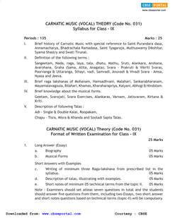 CARNATIC MUSIC (VOCAL) THEORY (Code No