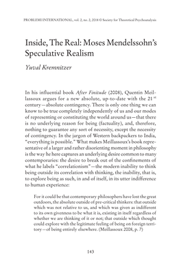 Moses Mendelssohn's Speculative Realism