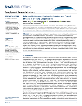 Relationship Between Earthquake B-Values and Crustal Stresses in A