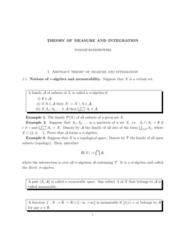 Measure Theory and Integration