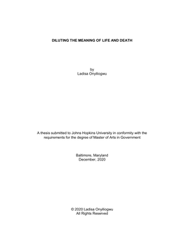 DILUTING the MEANING of LIFE and DEATH by Ladisa Onyiliogwu