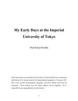 Autobiography of the Late Paul K. Kuroda