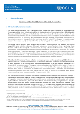 Allocation Strategy Syria Humanitarian Fund 2019 1St Standard Allocation