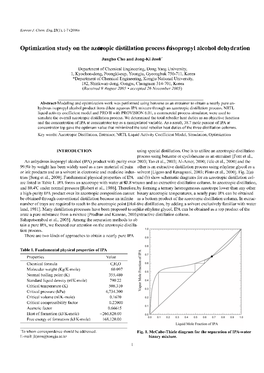 Optimization Study on the Azeotropic Distillation Process for Isopropyl Alcohol Dehydration