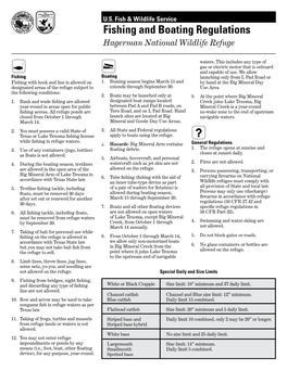 Fishing and Boating Regulations Hagerman National Wildlife Refuge