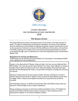 Liturgy Advisory Lent Easter 2018