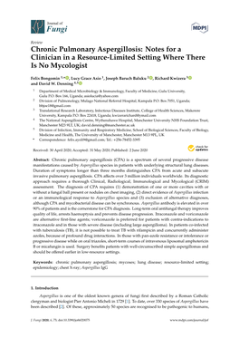 Chronic Pulmonary Aspergillosis: Notes for a Clinician in a Resource-Limited Setting Where There Is No Mycologist