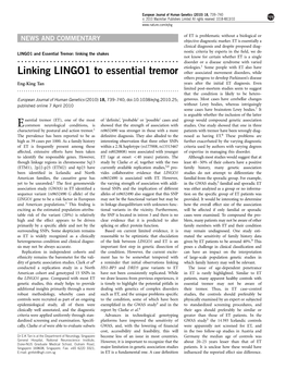 Linking LINGO1 to Essential Tremor