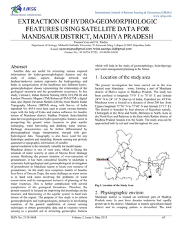 Study of Hydro-Geomorphological