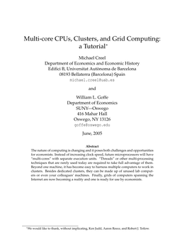 Multi-Core Cpus, Clusters, and Grid Computing: a Tutorial∗