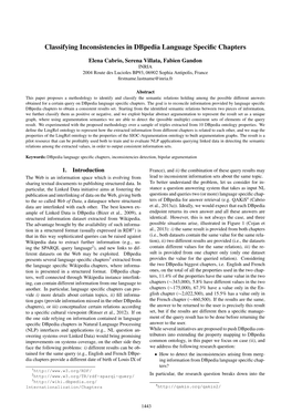 Classifying Inconsistencies in Dbpedia Language Specific Chapters