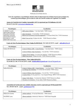 Liste Des Centres Psychotechniques