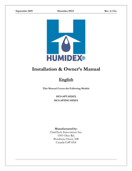 Installation & Owner's Manual