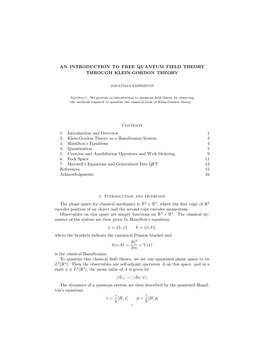 An Introduction to Free Quantum Field Theory Through Klein-Gordon Theory