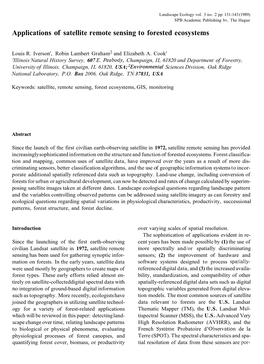 Applications of Satellite Remote Sensing to Forested Ecosystems