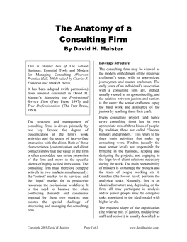 The Anatomy of a Consulting Firm by David H