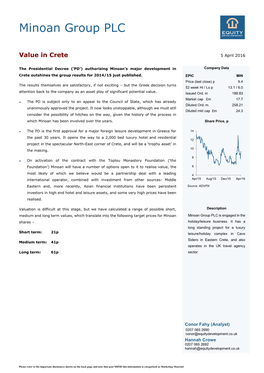 Minoan Group PLC