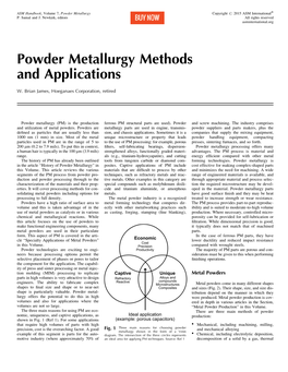 Powder Metallurgy Methods and Applications