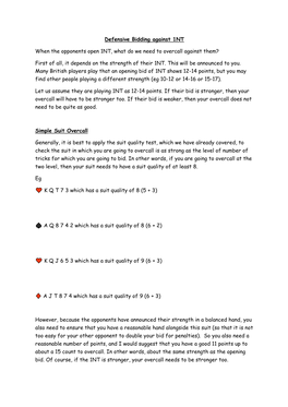 Defensive Bidding Against 1NT