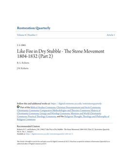 Like Fire in Dry Stubble - the Ts One Movement 1804-1832 (Part 2) R