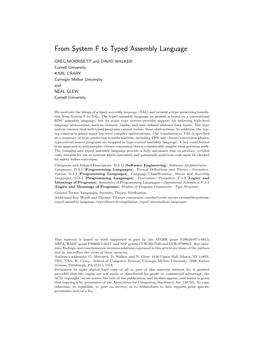 From System F to Typed Assembly Language