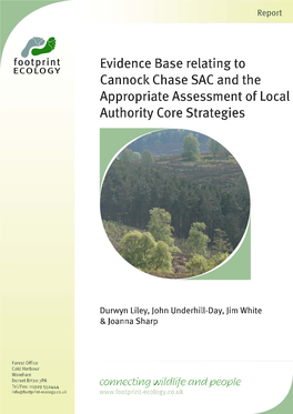 Evidence Base Relating to Cannock Chase Special Area of Conservation