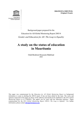 A Study on the Status of Education in Mauritania