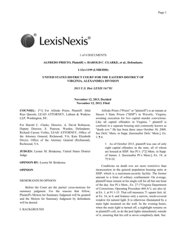 1 of 4 DOCUMENTS ALFREDO PRIETO, Plaintiff, V. HAROLD C