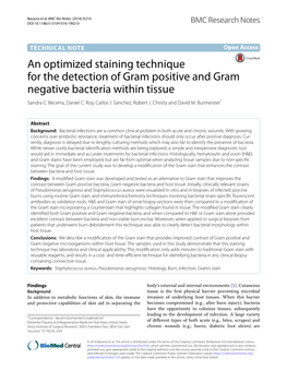 An Optimized Staining Technique for the Detection of Gram Positive and Gram Negative Bacteria Within Tissue Sandra C