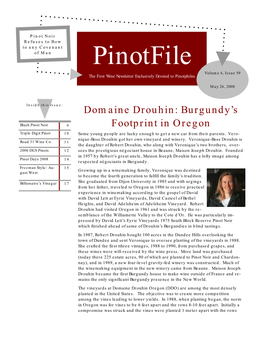 Pinotfile Volume 6, Issue 59 the First Wine Newsletter Exclusively Devoted to Pinotphiles