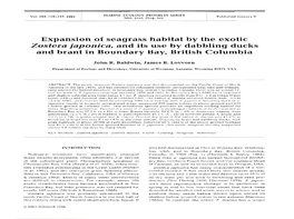 Expansion of Seagrass Habitat by the Exotic Zostera Japonica, and Its Use by Dabbling Ducks and Brant in Boundary Bay, British Columbia