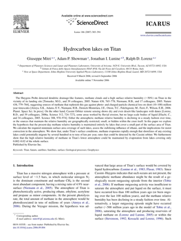 Hydrocarbon Lakes on Titan