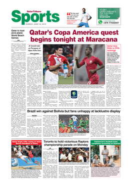 Qatar's Copa America Quest Begins Tonight at Maracana