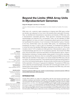 Trna Array Units in Mycobacterium Genomes