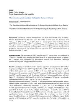 Hepatitis C Virus (HCV) Infection Is One of the Major Health Issues in Belarus