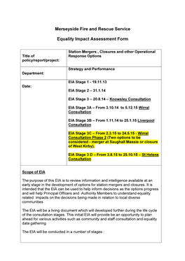 Merseyside Fire and Rescue Service Equality Impact Assessment Form