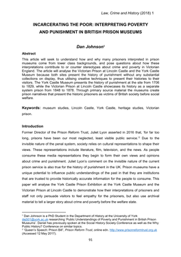 Interpreting Poverty and Punishment in British Prison Museums