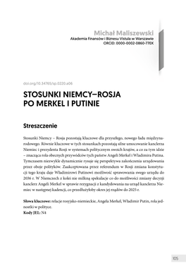 Stosunki Niemcy–Rosja Po Merkel I Putinie