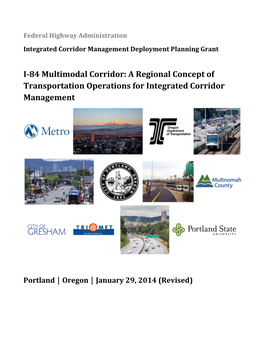 I-84 Multimodal ICM Regional Concept of Operations